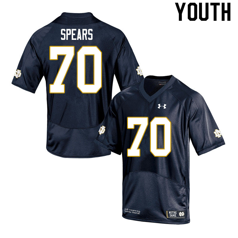Youth #70 Hunter Spears Notre Dame Fighting Irish College Football Jerseys Sale-Navy